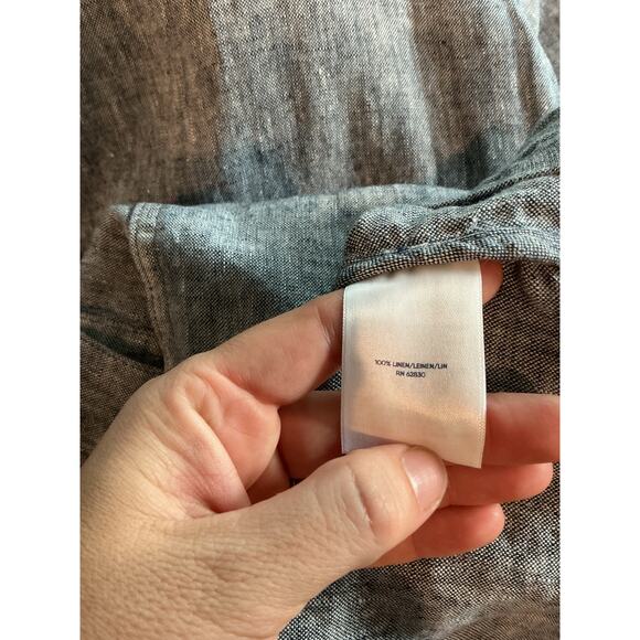 Lands End Womens Chambray Linen Jacket Plus Size 3X Long Chore Coat Transitional - Picture 8 of 10